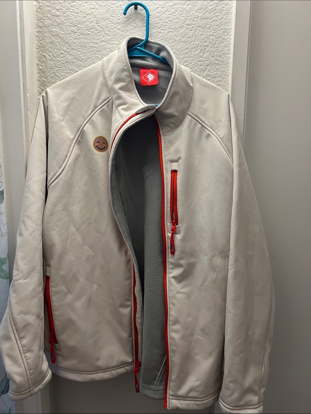 Men's Softshell Jacket in Light Gray with Orange Trim